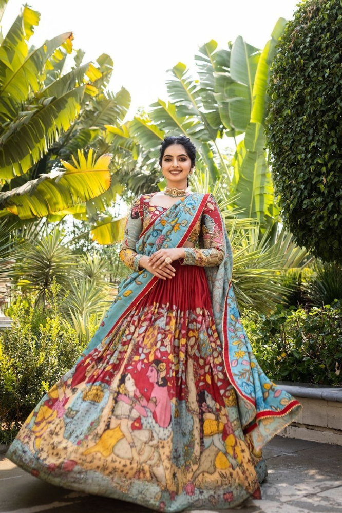 Marron color  Printed Party Wear Lehenga choli
