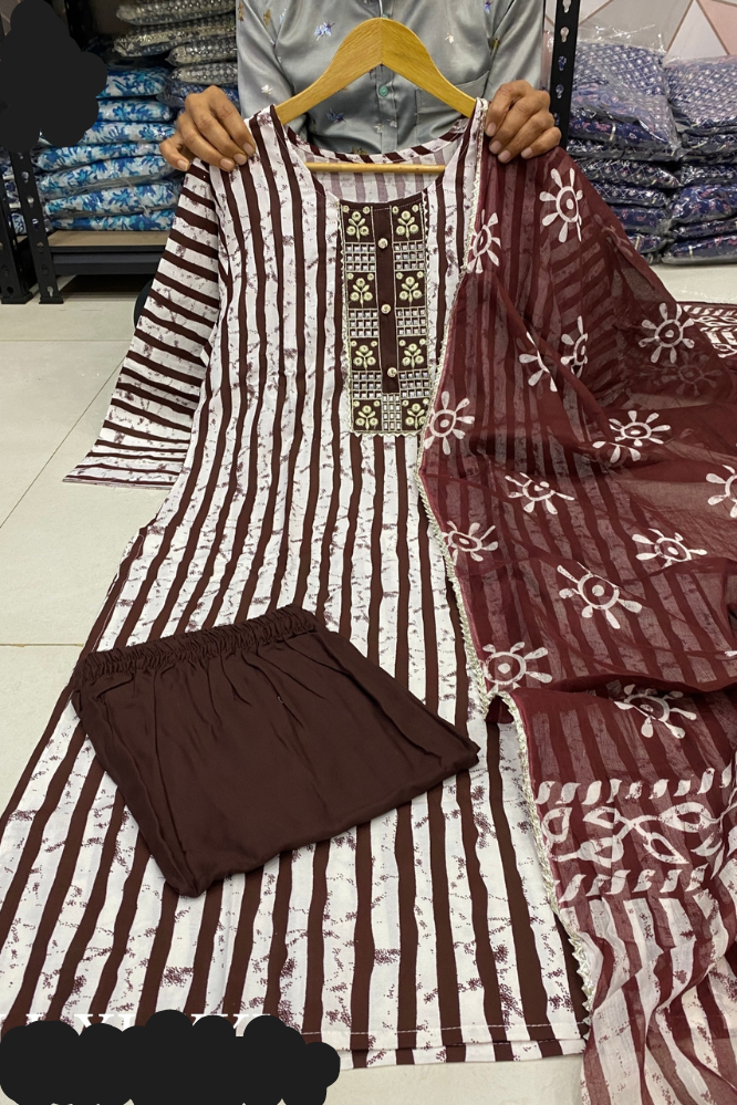batik print suit pants and dupatta