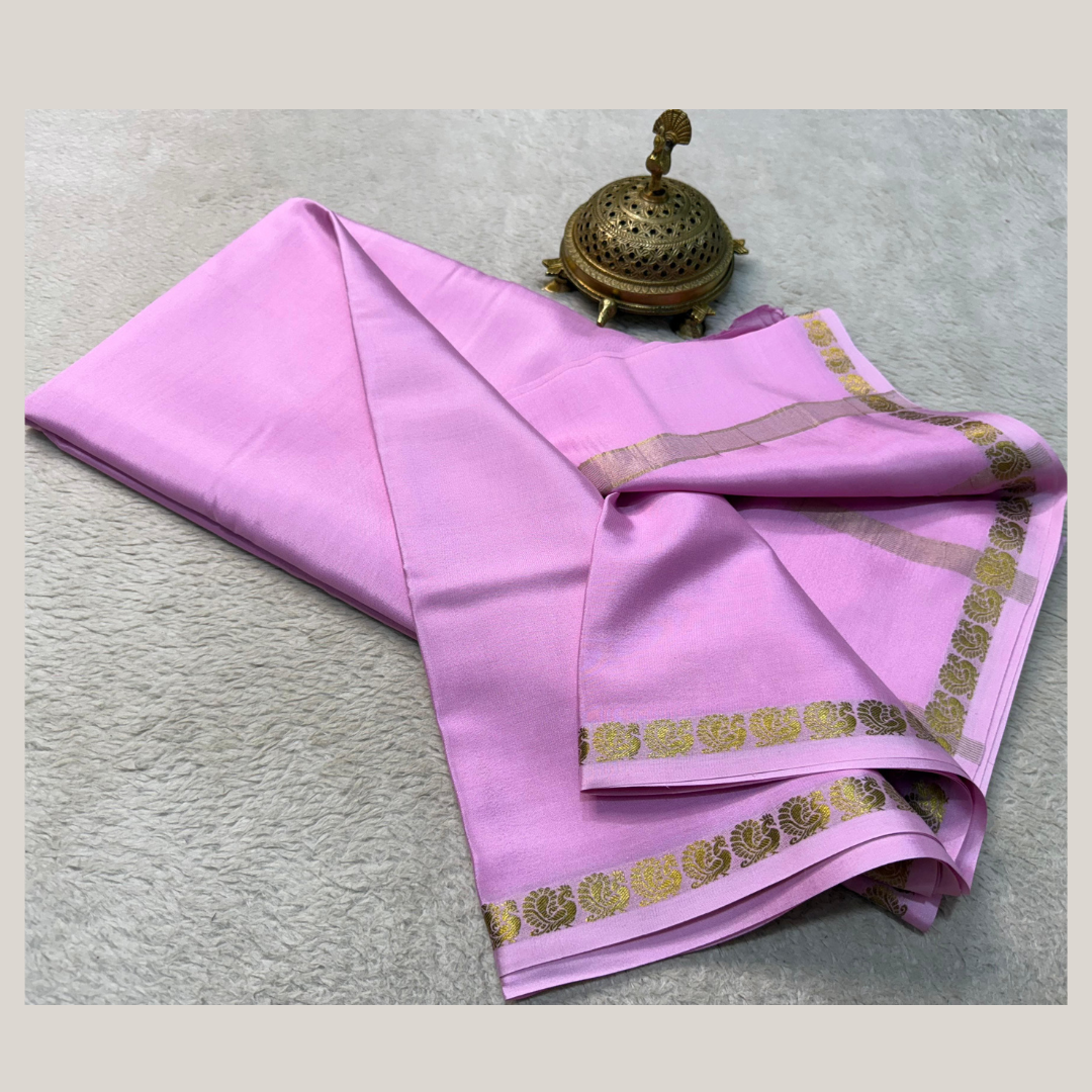 Mysore crepe light lavender purple saree with blouse