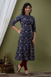 Blue Color Digitally Printed Pure Cotton Kurti for Women