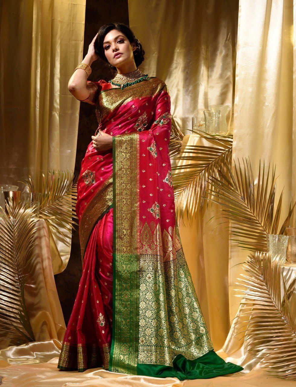red pure soft silk saree for wedding