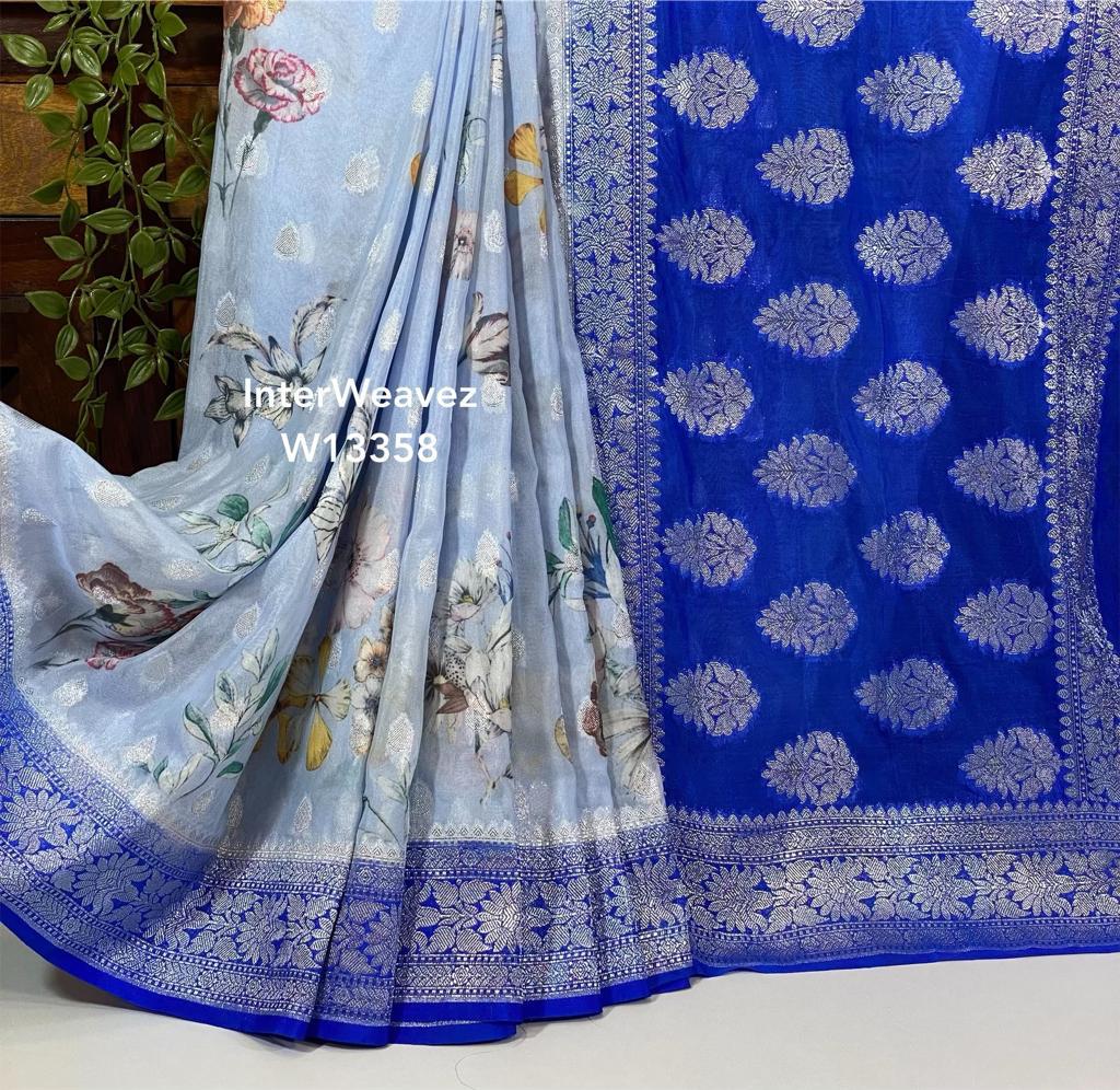 Premium Crepe Georgette Printed Sarees – Trendy & Stylish