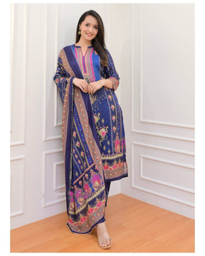 Printed salwar kameez Navy Blue