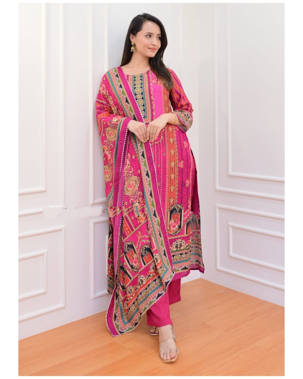 Rani Pink Printed Salwar Suits .