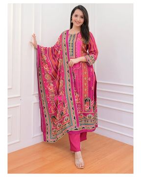 Rani Pink Printed Salwar Suits .