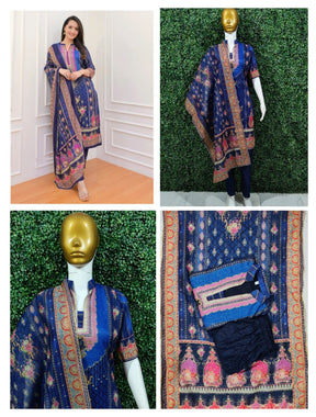 Printed salwar kameez Navy Blue