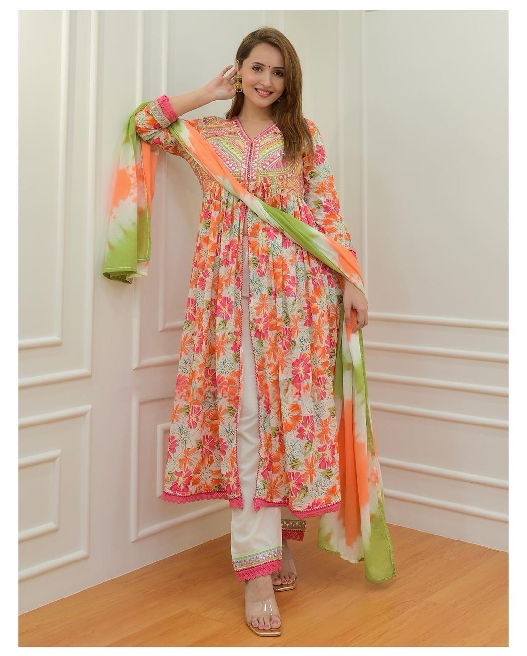 Multicoloured Anarkali suit sets
