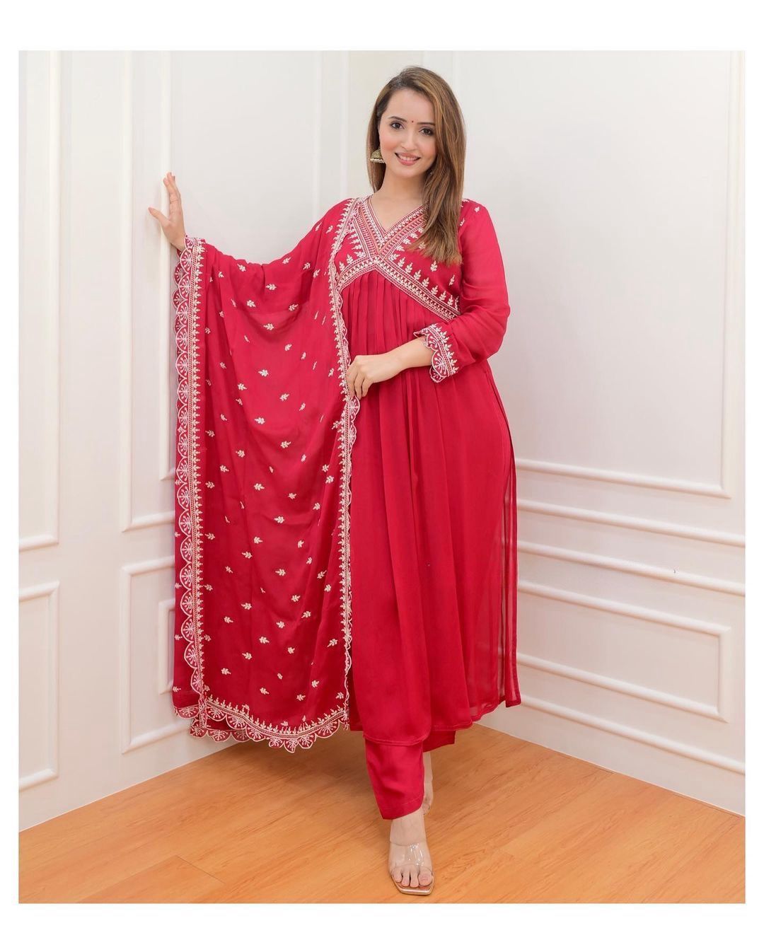 Partywear Alia cut Kurta Suits with Embroidery work