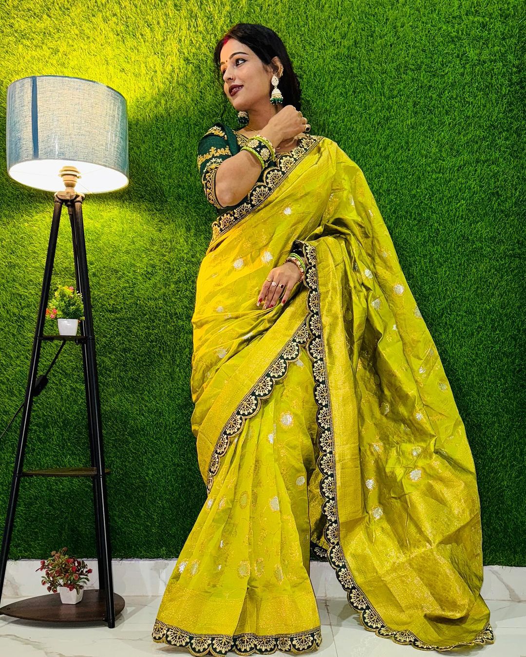 rich embroidery designer saree with blouse for wedding