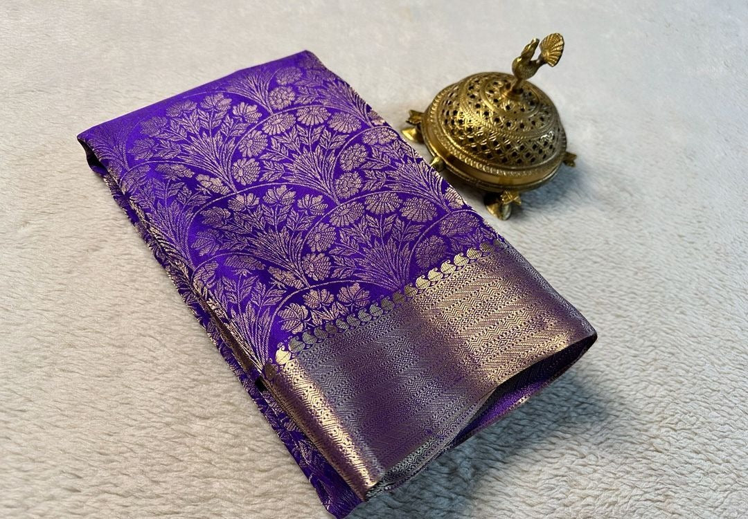 Purple Pure Brocade Mysore Silk sarees