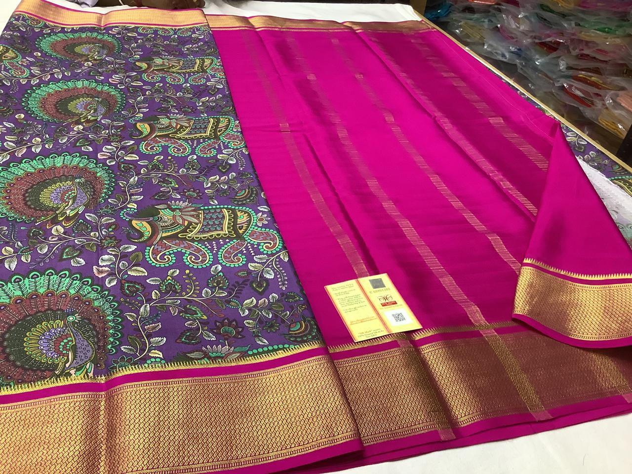Premium Mysore Printed Floral Silk Sarees for Modern Women for Weddings & Festive Wear