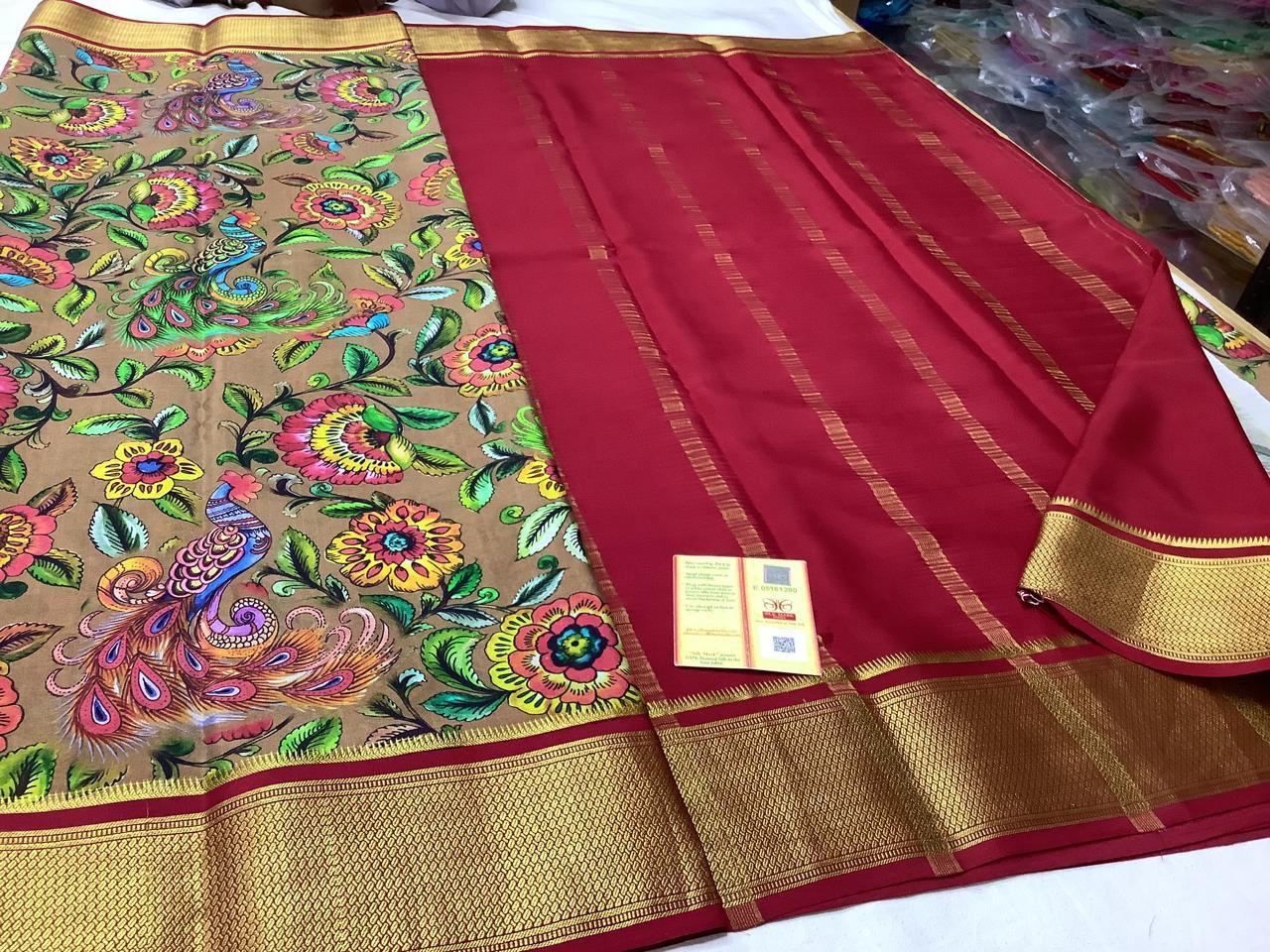 Premium Mysore Printed Crepe Silk Sarees for Timeless Beauty for Weddings & Festive Wear