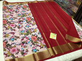 Floral Digital Printed Crepe Mysore Silk  Saree