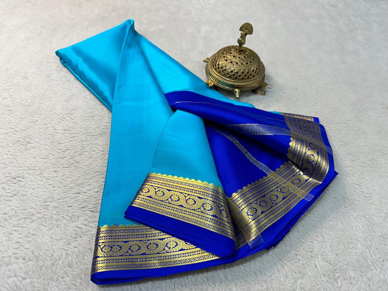 Festive Grandeur: Mysore Silk Sarees with Bold and Elegant Zari Borders