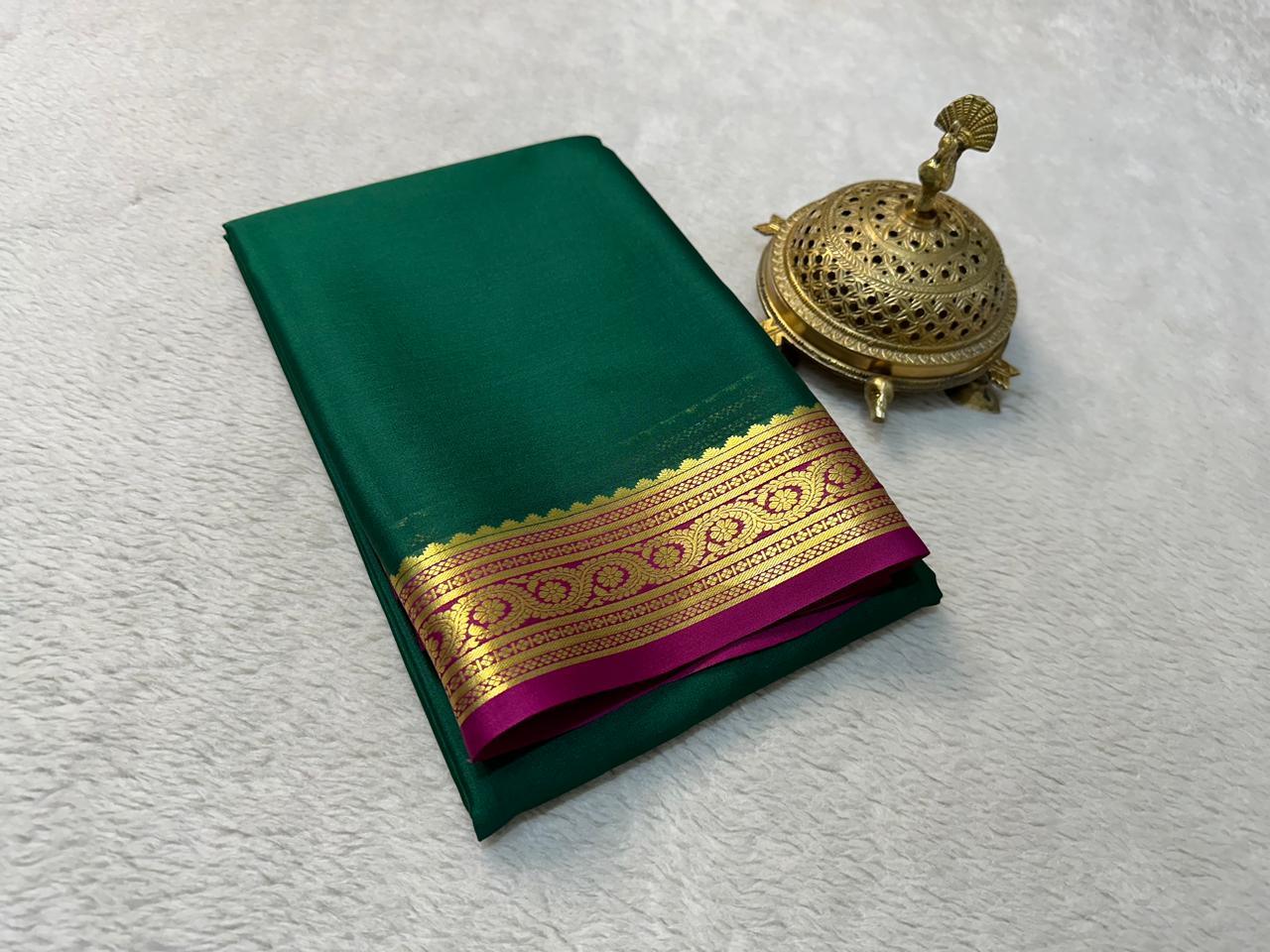 Premium Silken Radiance: Pure Mysore Sarees with Stunning Zari Highlights for Weddings & Festive Wear