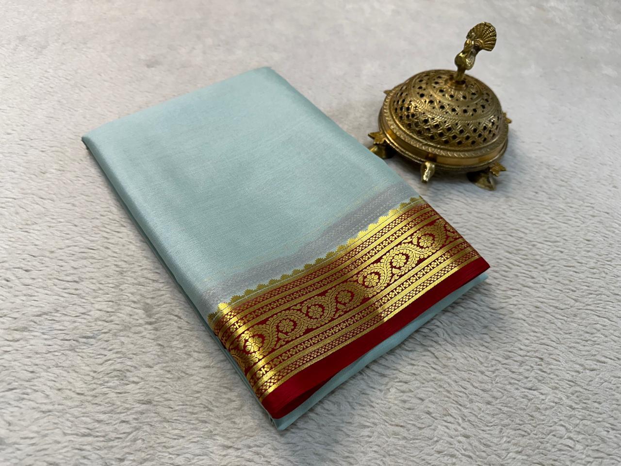 Elegant Contrasts: Pure Mysore Silk Sarees with Royal Zari Designs