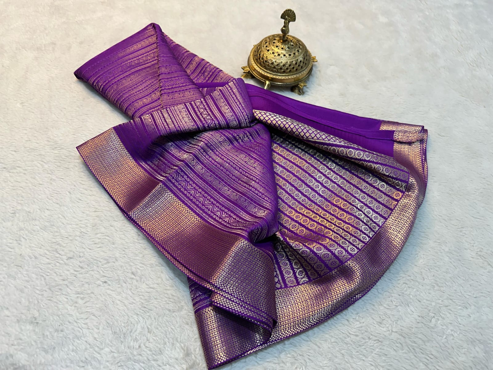 Purple Colour Mysore Semi Silk Saree With Blouse.