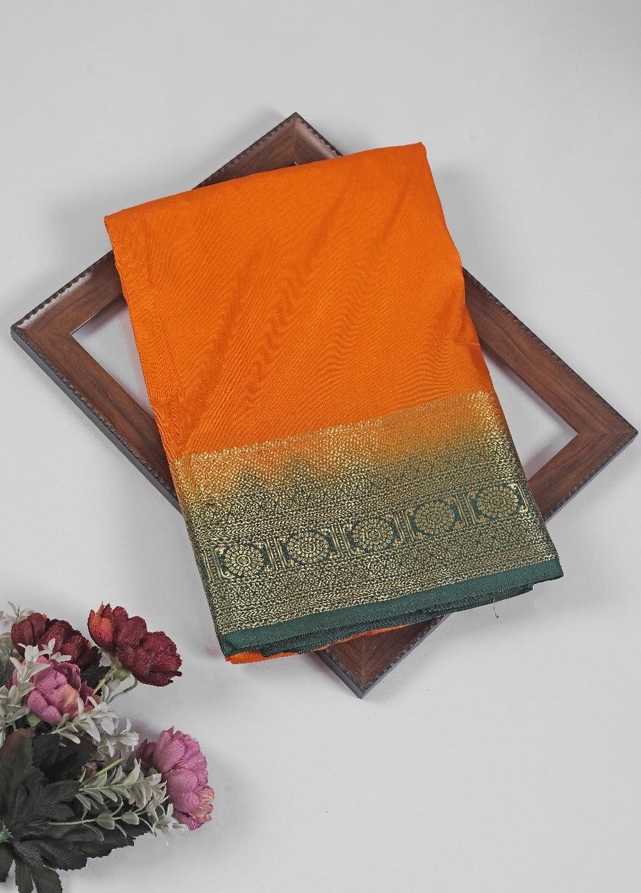 Premium Pure Mysore Silk Sarees: A Timeless Blend of Tradition and Elegance in Orange for Weddings & Festive Wear
