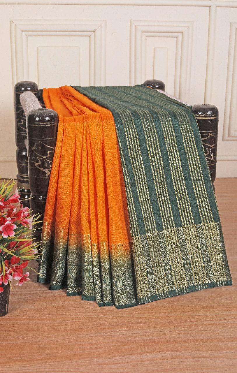 Premium Pure Mysore Silk Sarees: A Timeless Blend of Tradition and Elegance in Orange for Weddings & Festive Wear