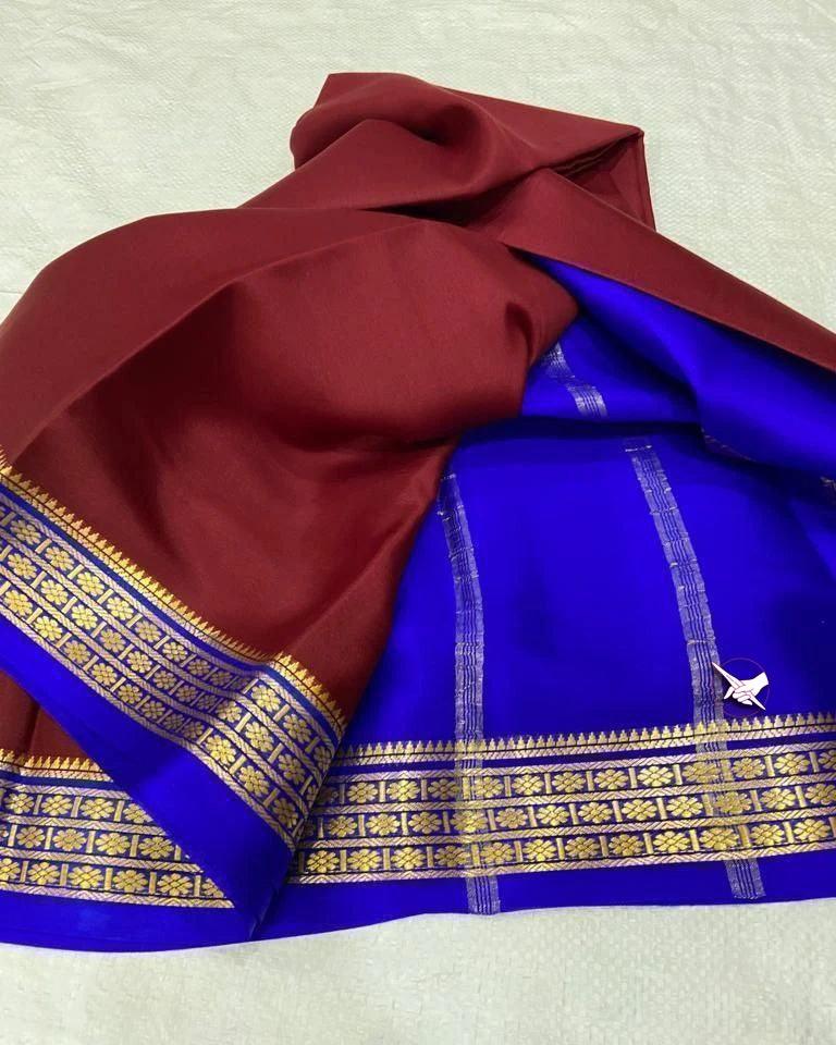 Luxurious Mysore Silk Saree Featuring Stunning Contrast Pallu and Blouse