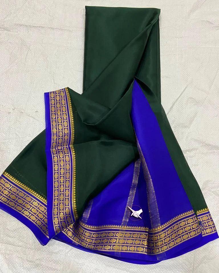 Luxurious Mysore Silk Saree Featuring Stunning Contrast Pallu and Blouse