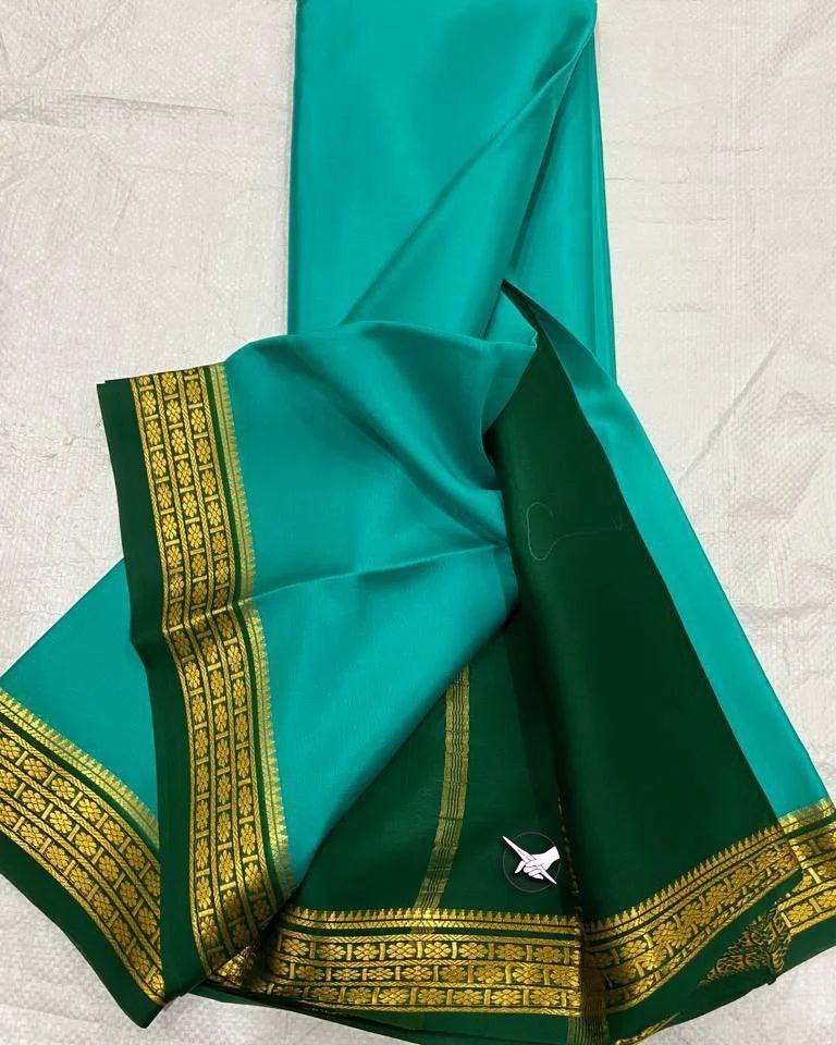Luxurious Mysore Silk Saree Featuring Stunning Contrast Pallu and Blouse