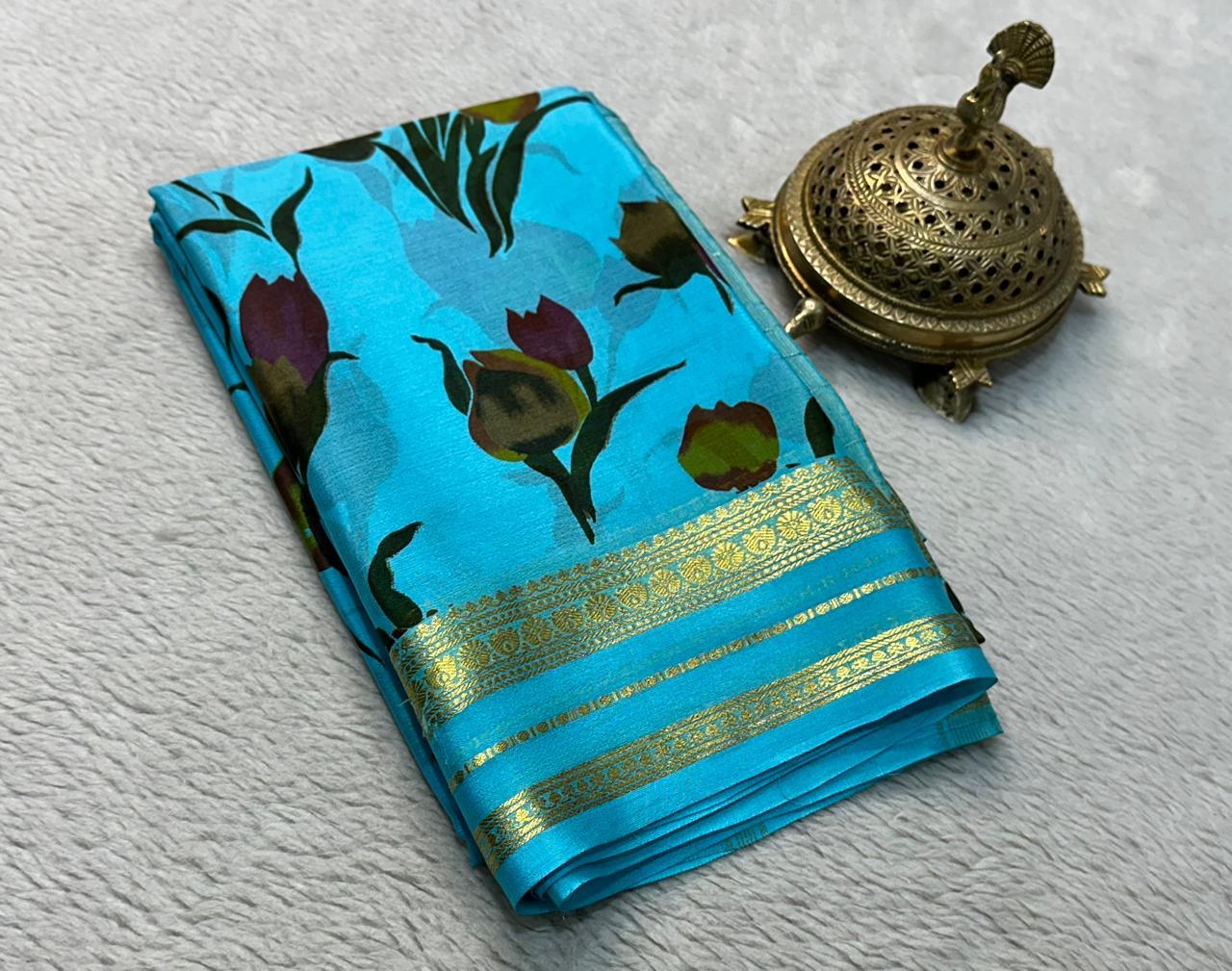 Elegance Redefined: Stunning Floral Silk Sarees with Patta Pallu & Plain Blouse