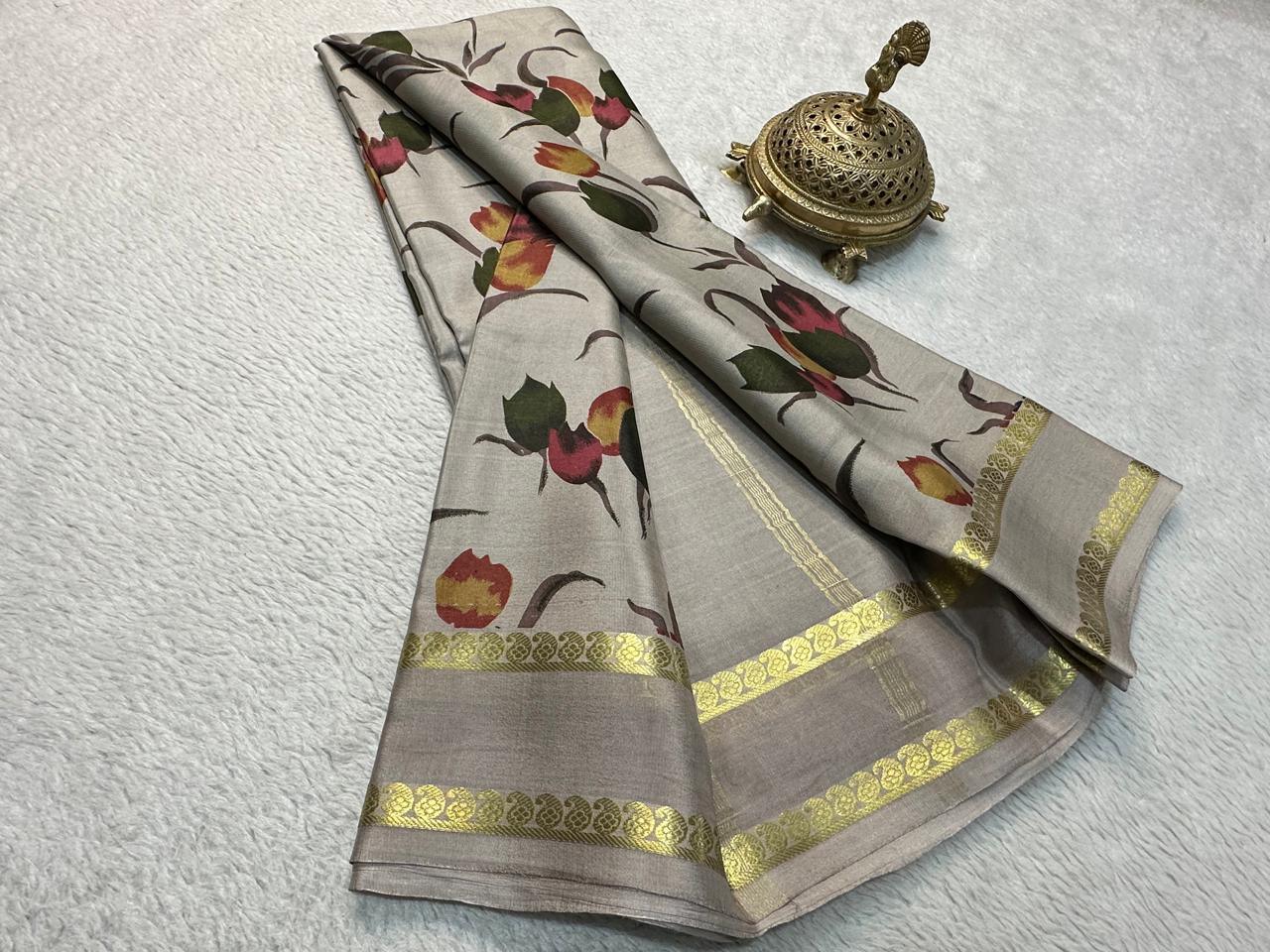 Unveil Your Grace: Floral Silk Sarees with Elegant Patta Pallu & Blouse