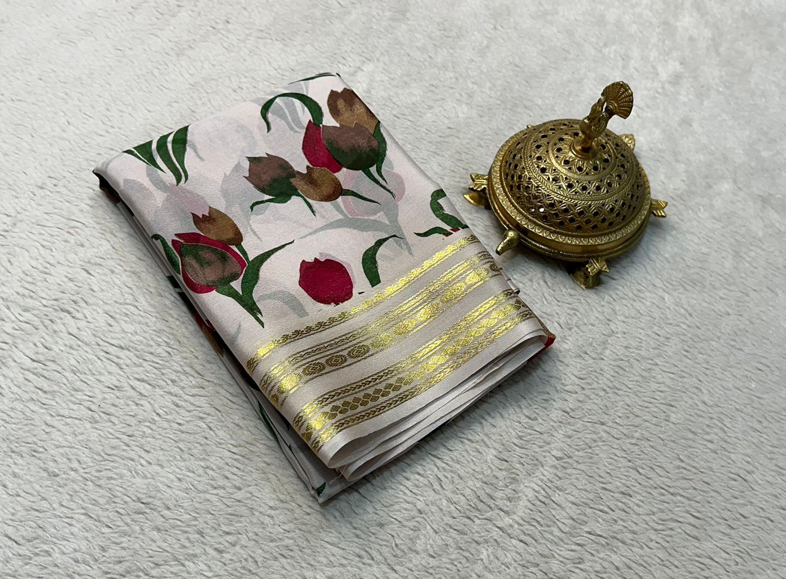 Premium Stunning Floral Print Mysore Silk Sarees with Patta Pallu for Weddings & Festive Wear