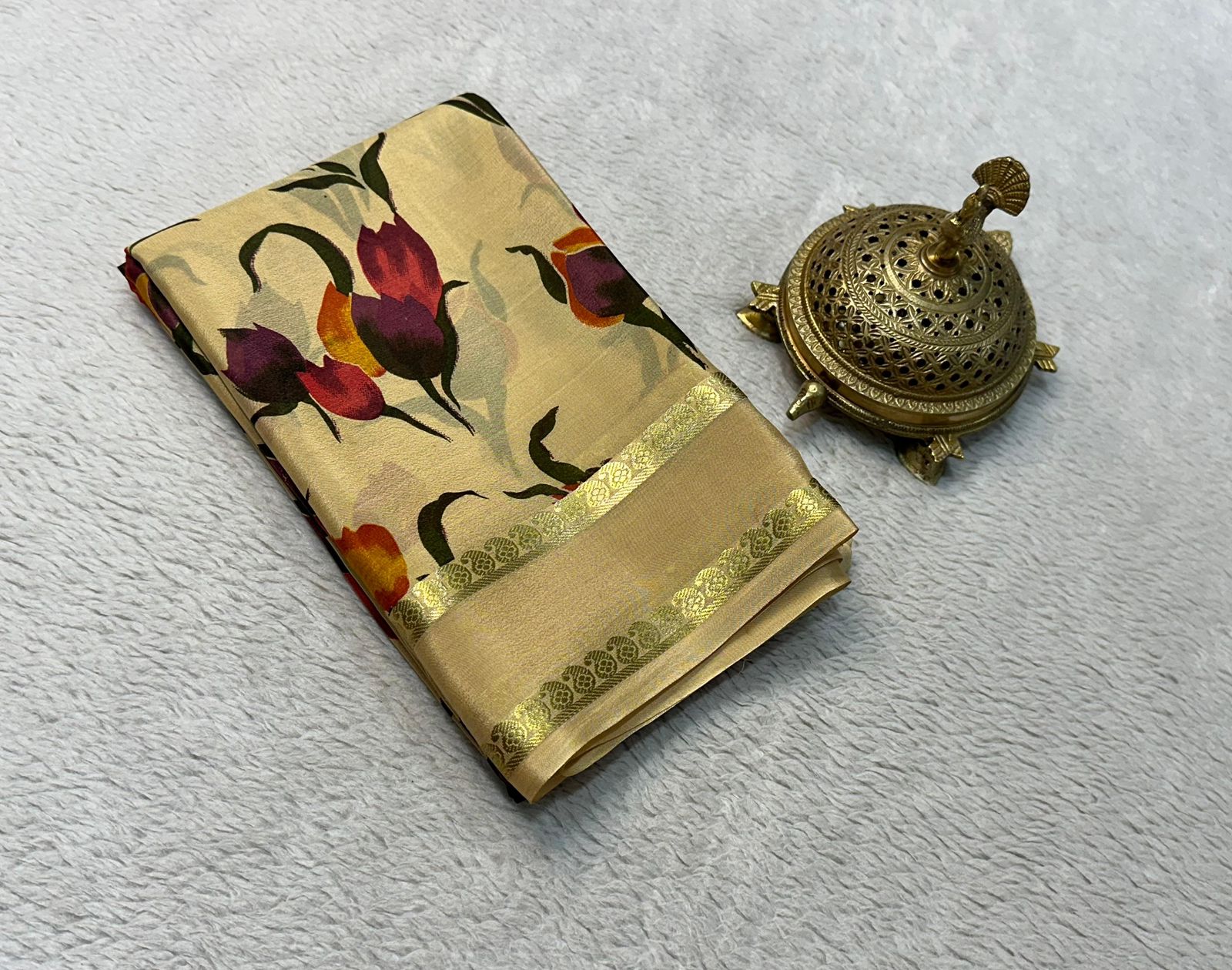 Premium Vibrant Floral Print Mysore Silk Sarees for Special Occasions for Weddings & Festive Wear