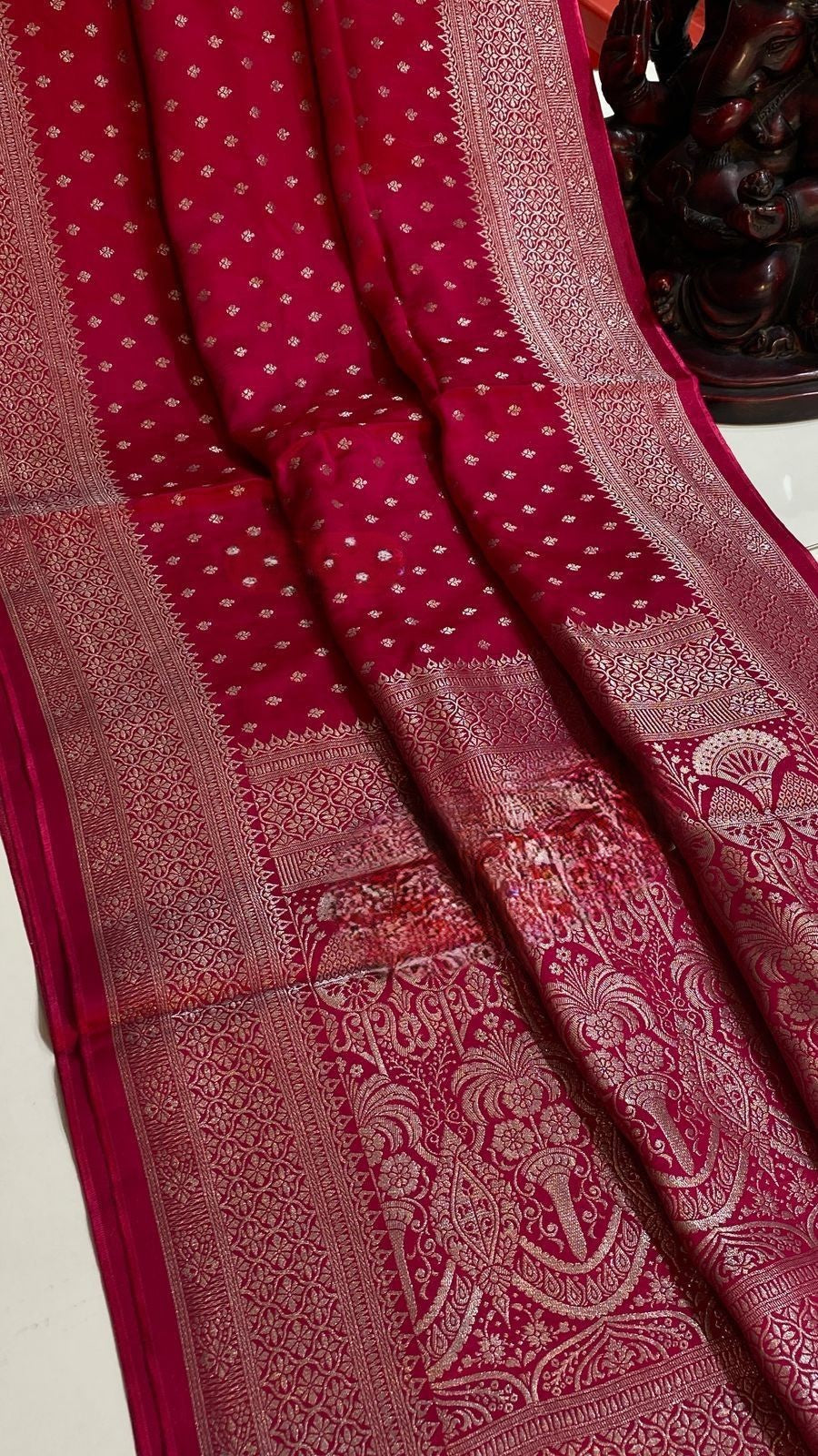 Light weight pure mashrow silk along with beautiful  weaving