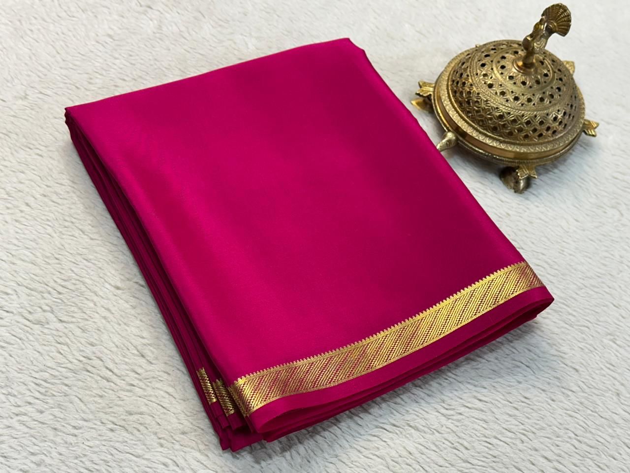Mysore Silk Magic: Stylish Crepe Sarees with Small Border