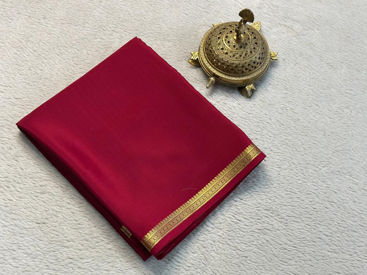 Premium Vibrant Color, Elegant Borders: Mysore Silk Crepe Sarees for Weddings & Festive Wear