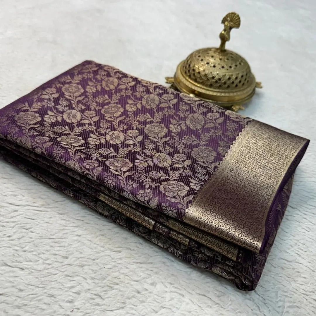 Grand Bridal Brocade Saree with Heavy Pallu – Wedding Day Majesty