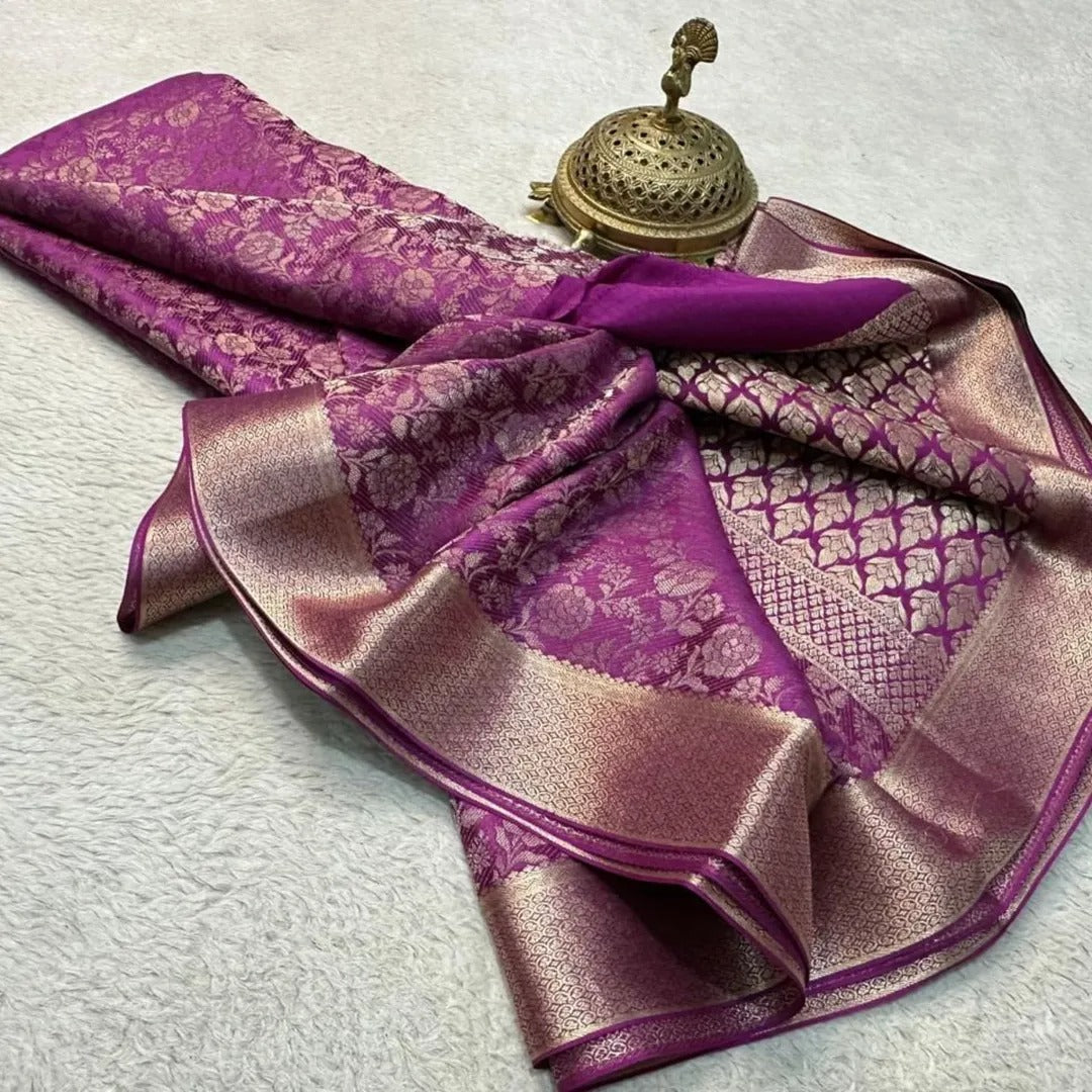 Grand Bridal Brocade Saree with Heavy Pallu – Wedding Day Majesty