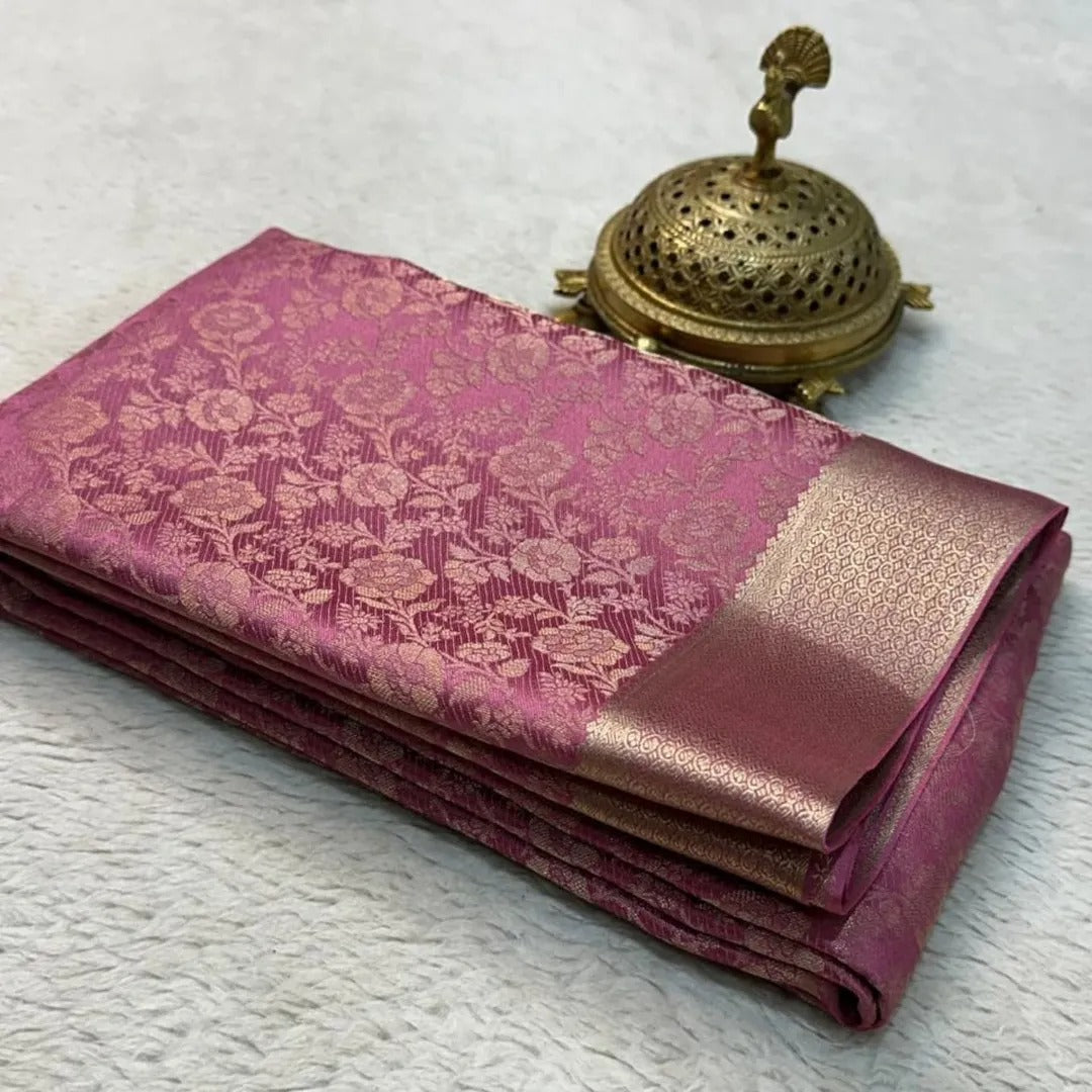 Grand Bridal Brocade Saree with Heavy Pallu – Wedding Day Majesty