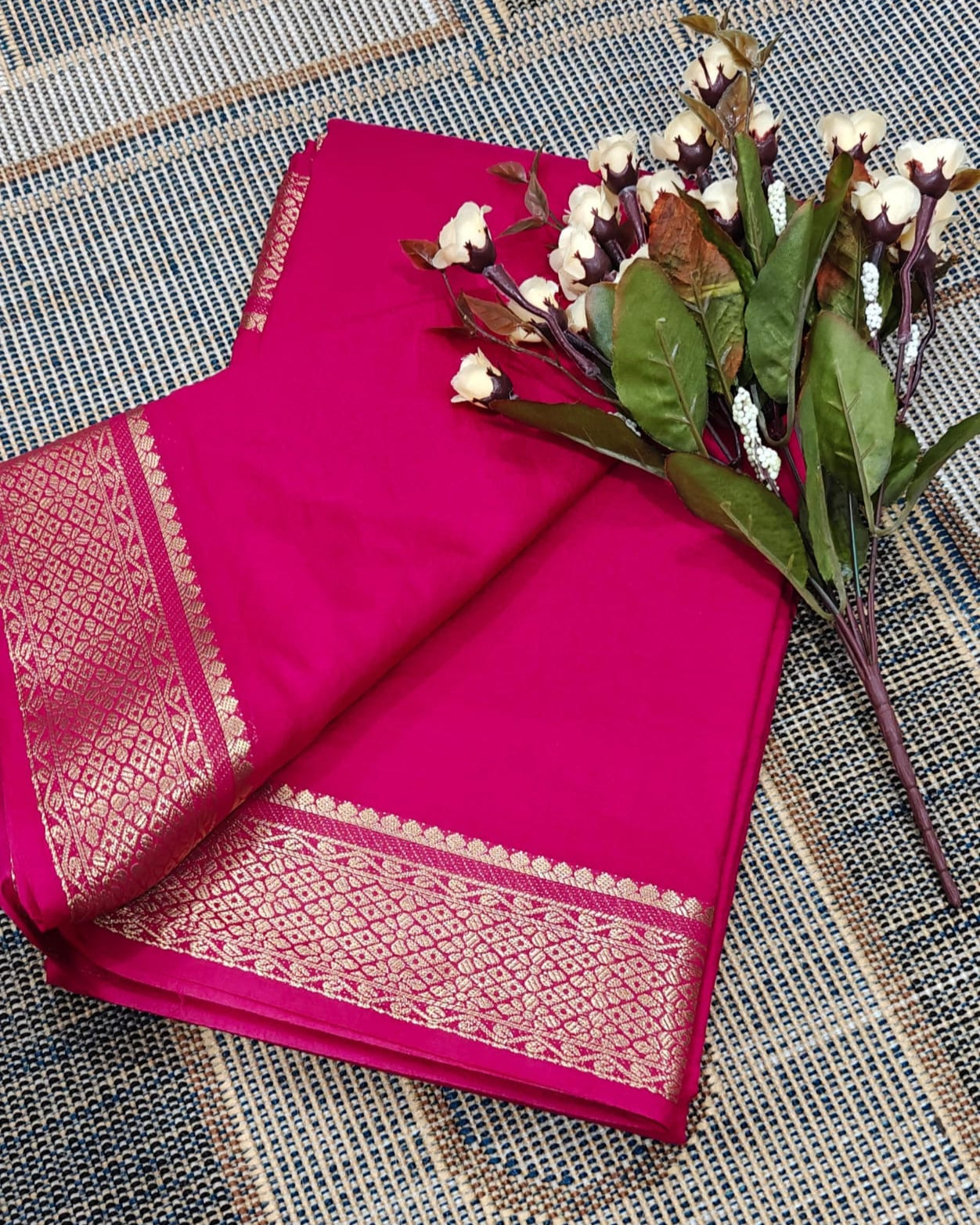 Pink Mysore Soft Silk Saree with Zari Boarder