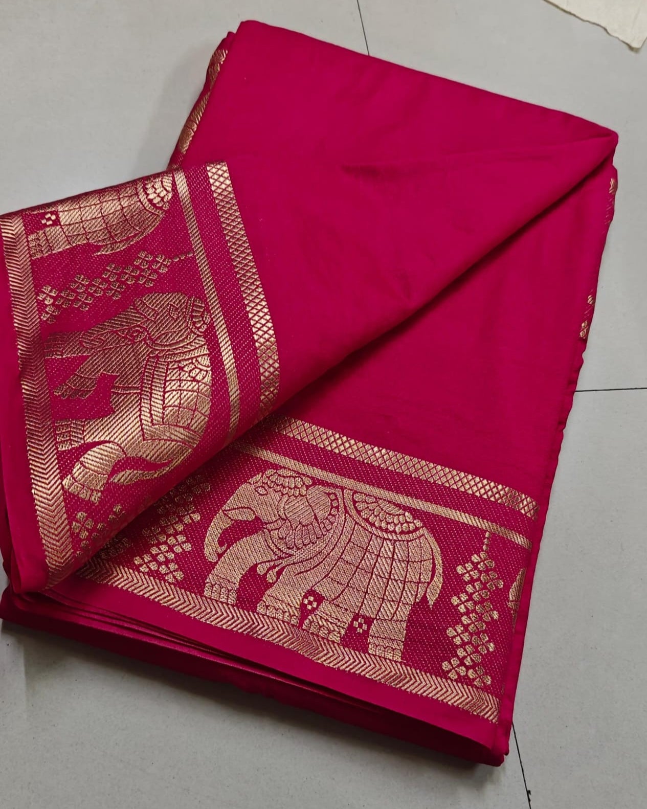 Pink Banarasi Style Mysore Silk Saree with Antique Zari Weaving