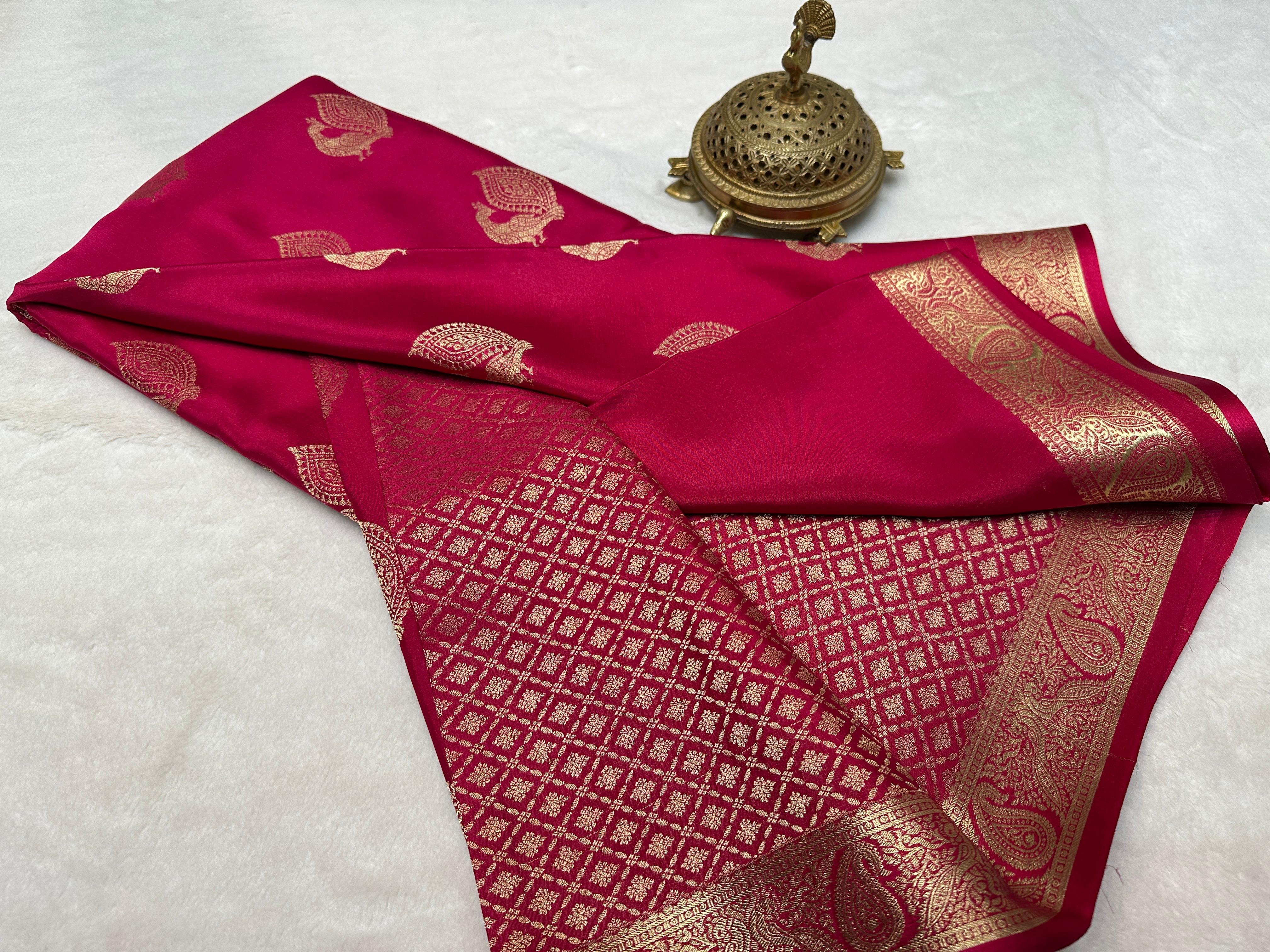 Pure Mysore Silk Saree Gatti Peacock Butta for wedding