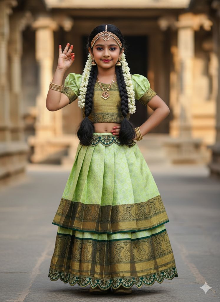 Light Green Soft Silk Pure Zari Waving Lehnga Choli