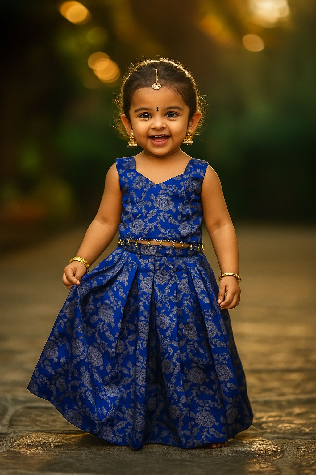 Soft Banarasi Silk with Jacquard Waving Pattern Lehnga Choli for Kids
