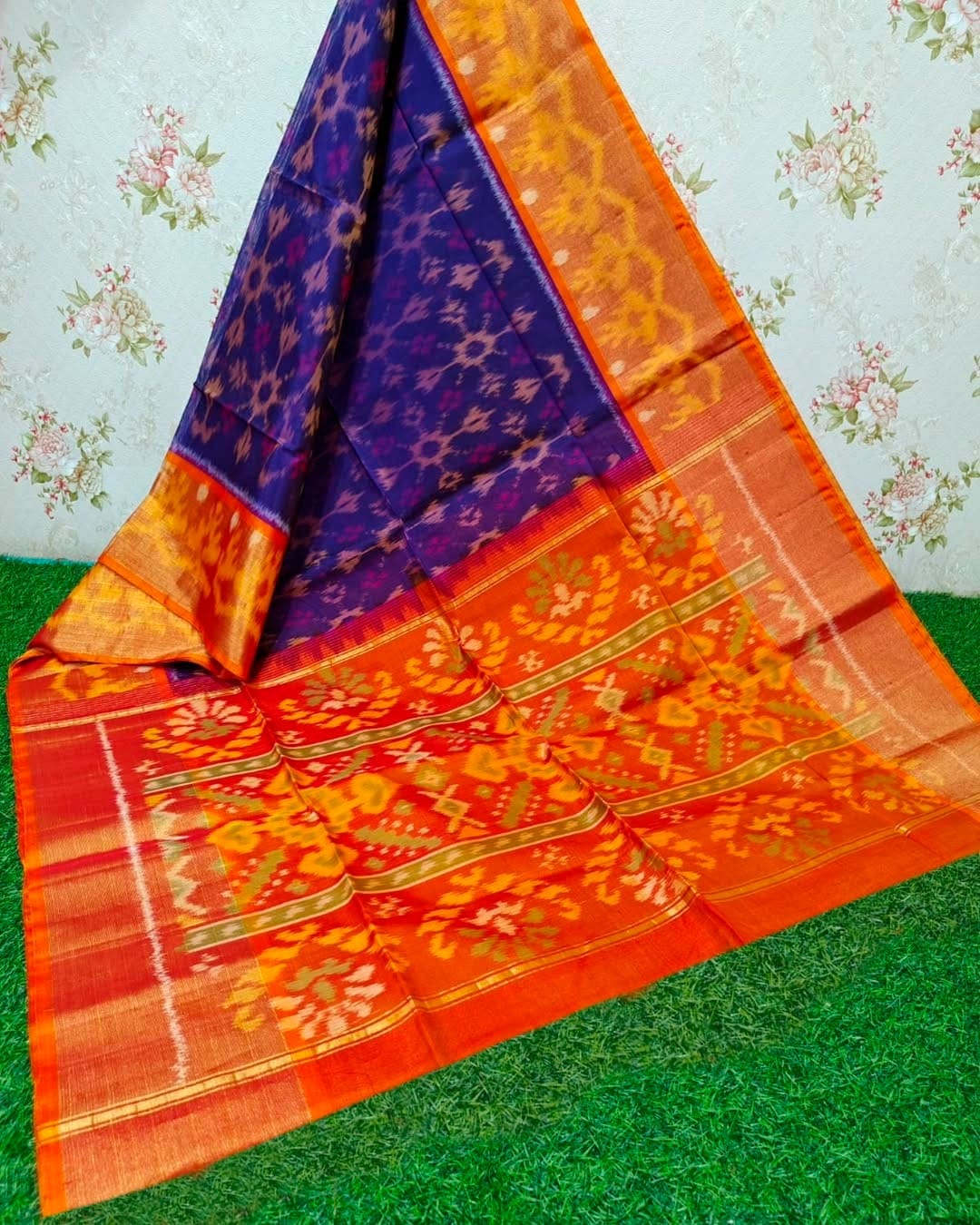 Wedding Wear Blue Cotton Silk Saree With Blouse