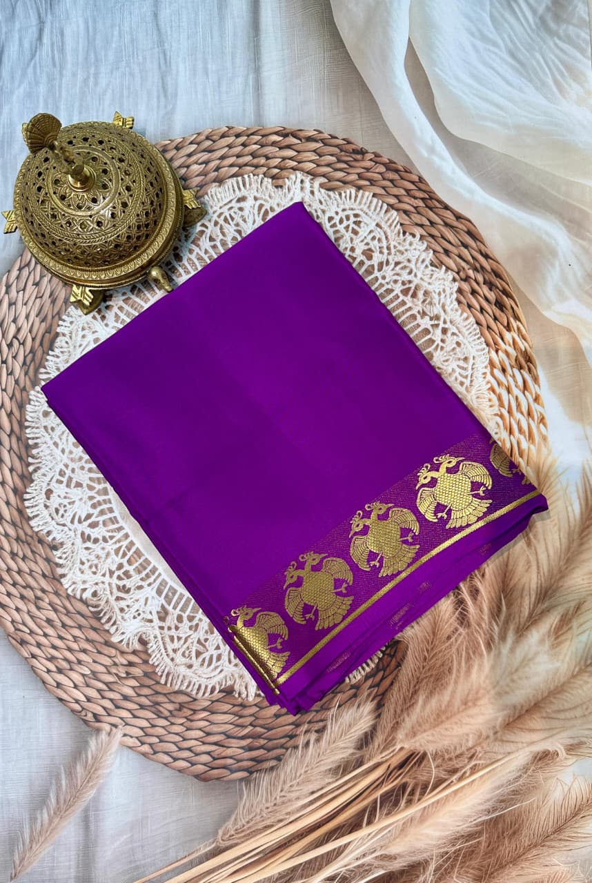 Wine Pure Mysore Crepe Silk Saree