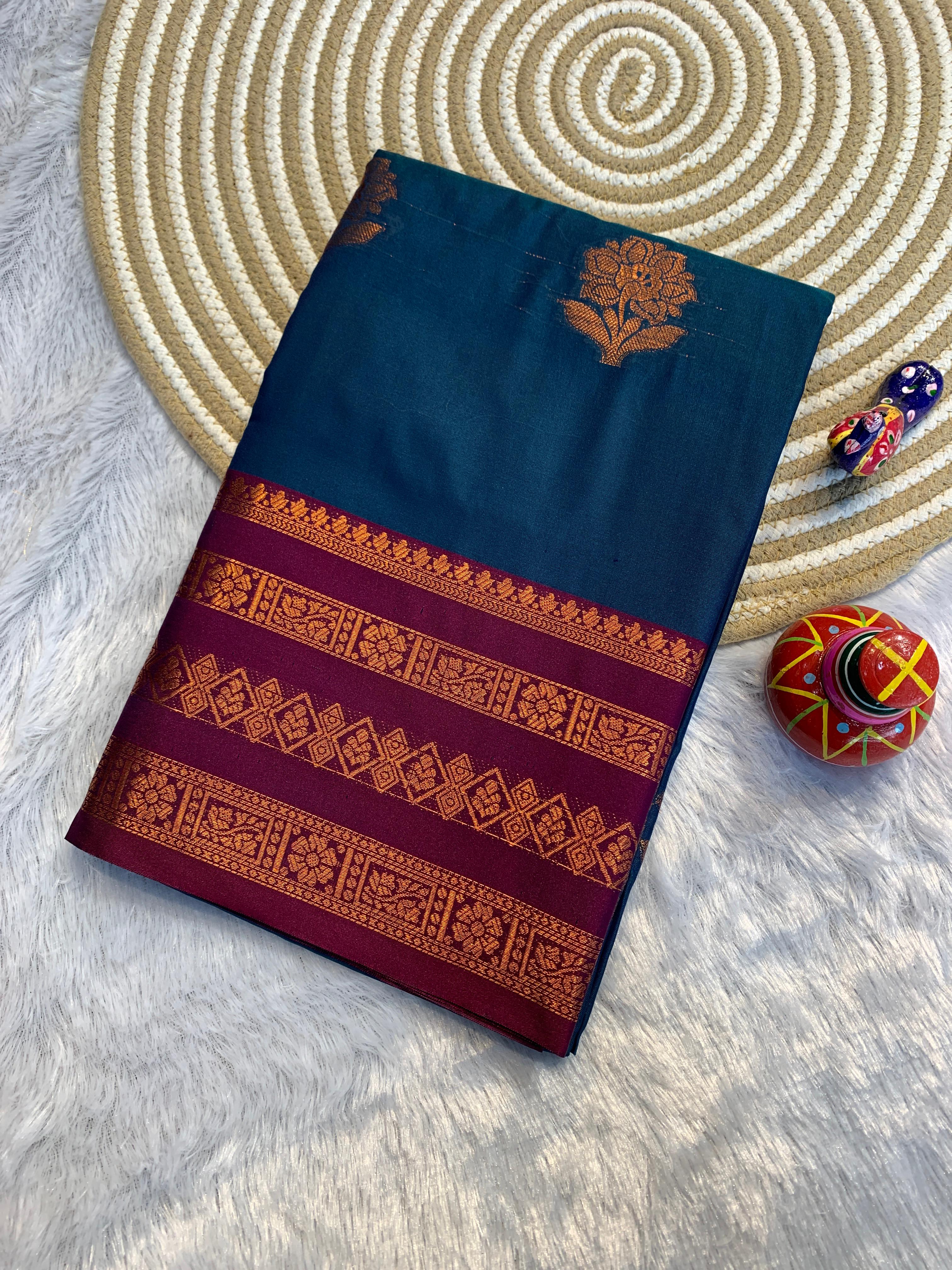Narayani Banarasi Soft Silk Saree with Rich Copper Zari Pallu