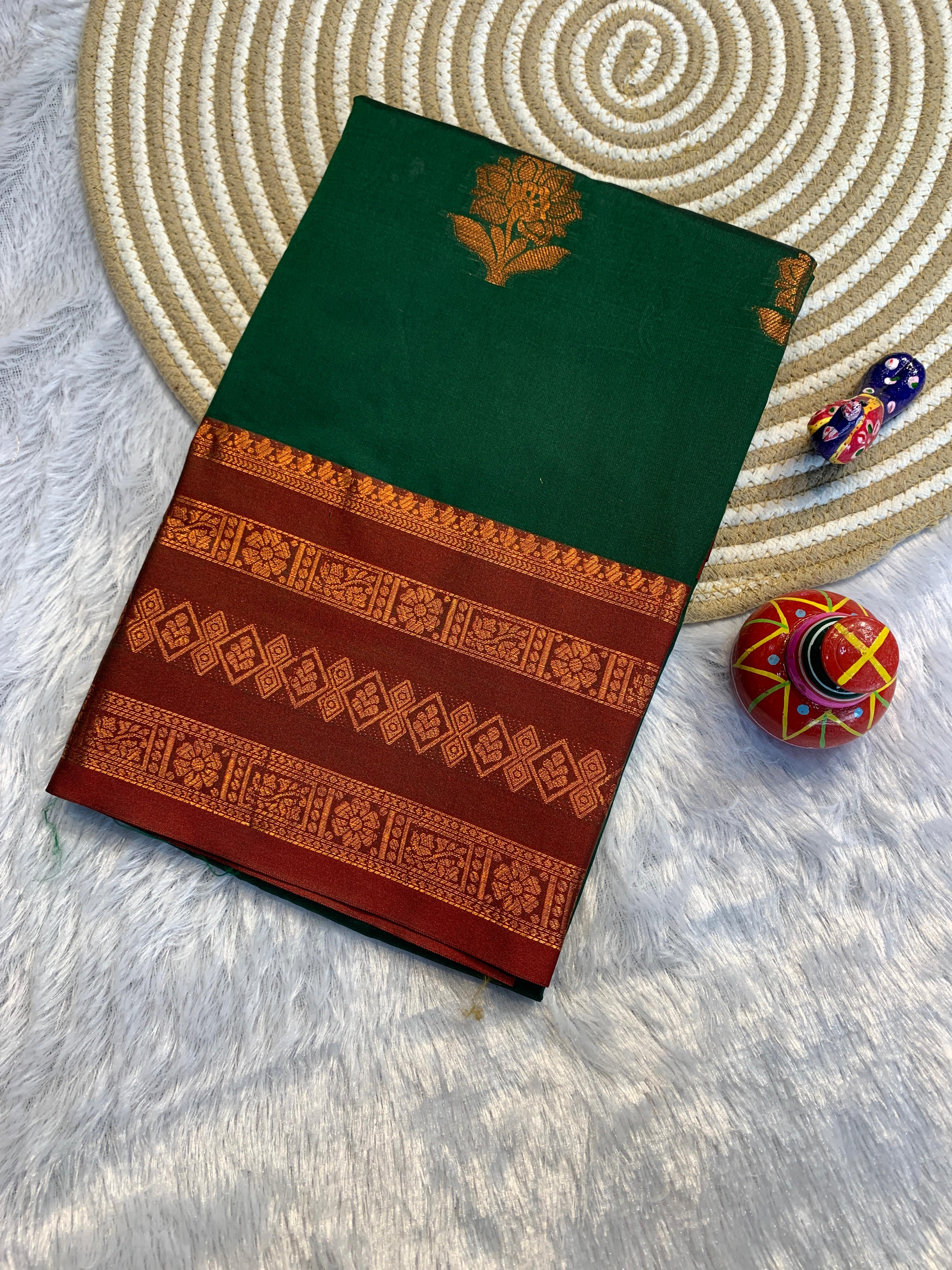Narayani Banarasi Soft Silk Saree with Rich Copper Zari Pallu