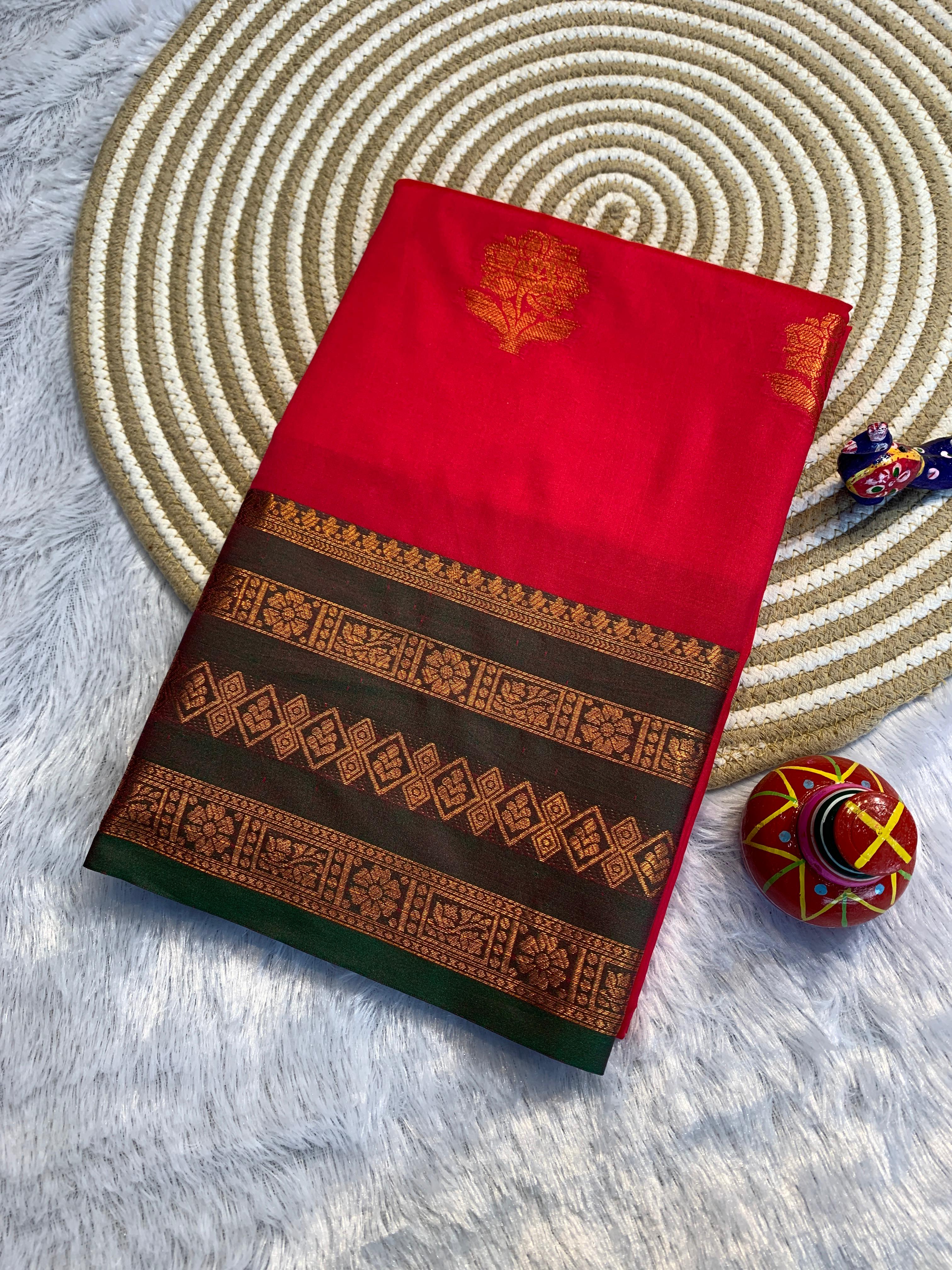 Narayani Banarasi Soft Silk Saree with Rich Copper Zari Pallu