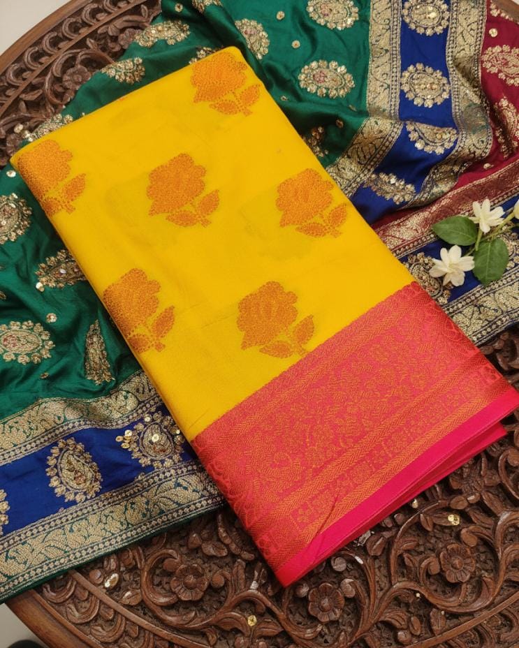 Anjali South Cotton Saree with Elegant Woven Border