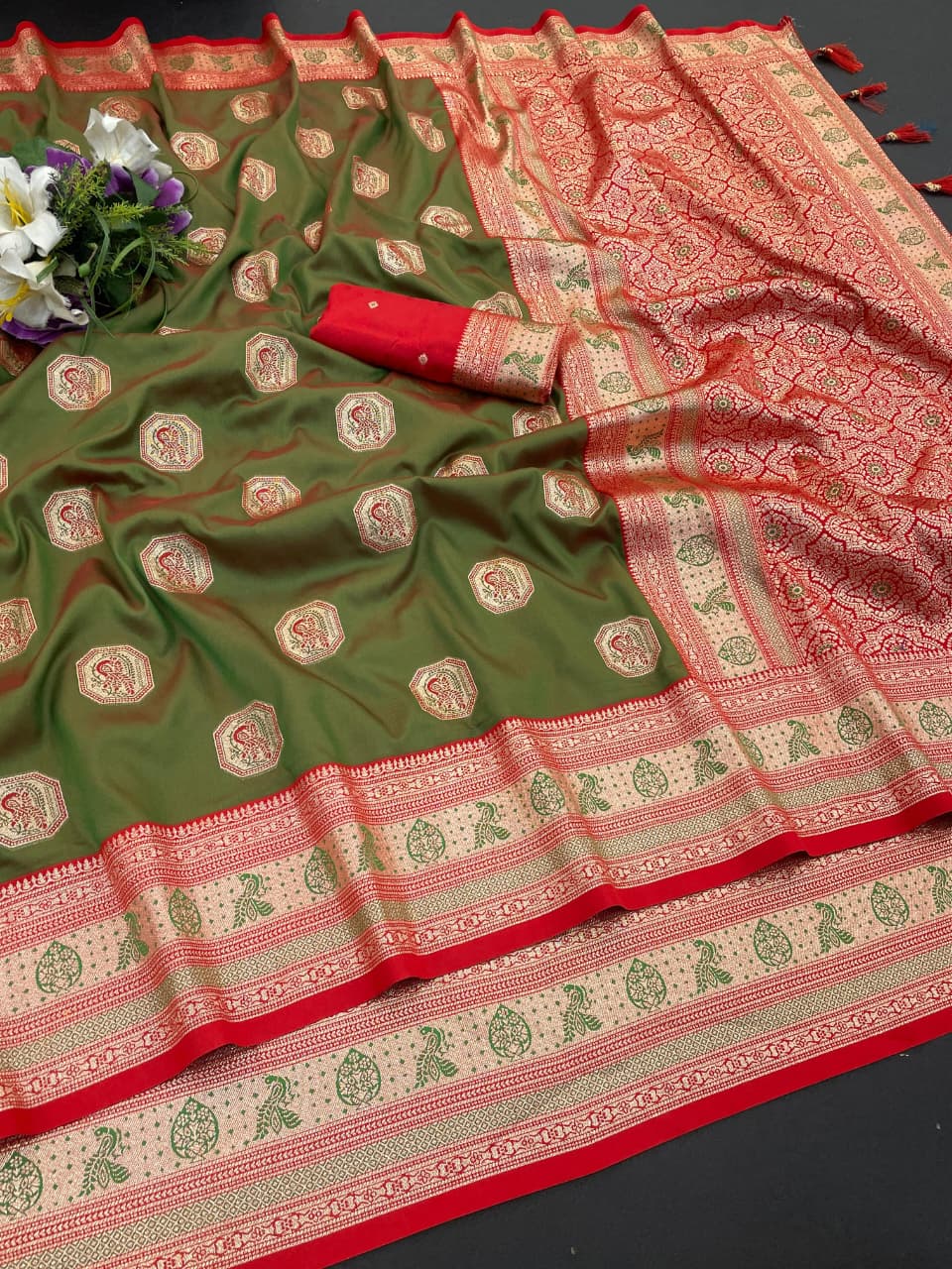 Satin Silk Saree with Rich Zari Weaving Party Wear Elegance