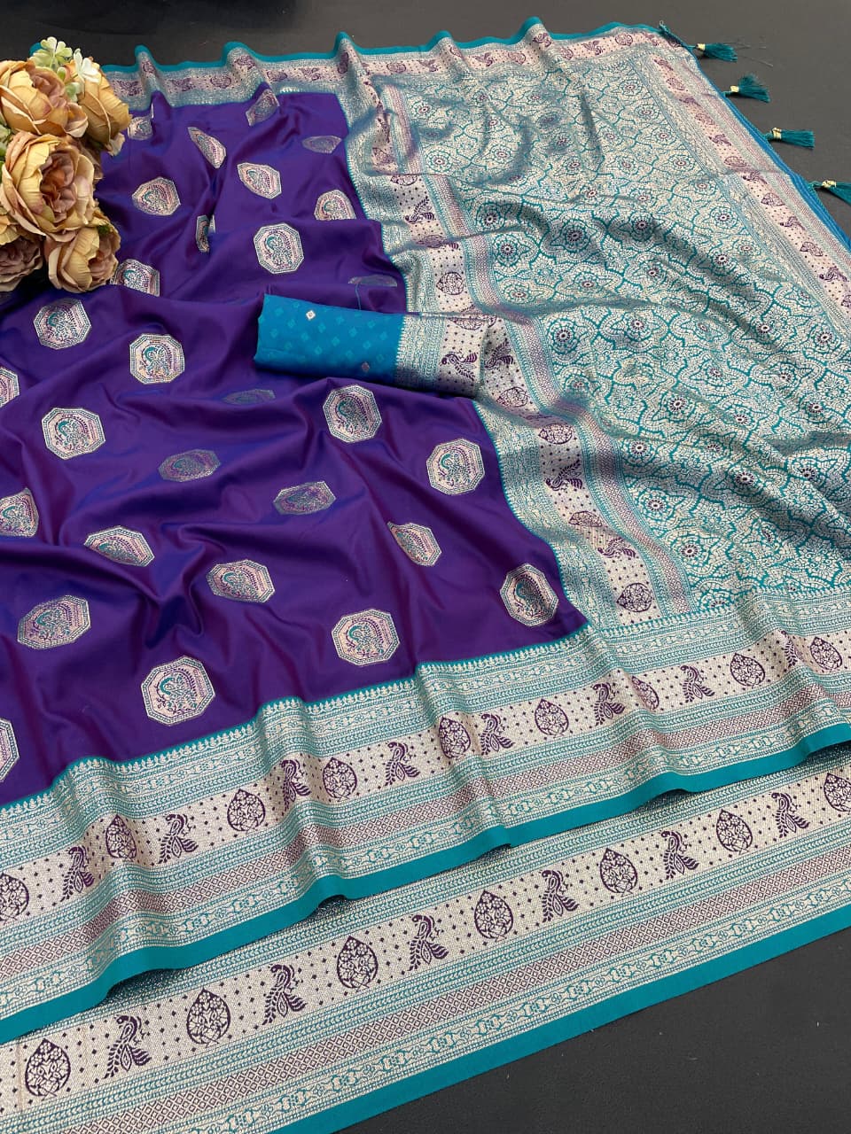 Satin Silk Saree with Rich Zari Weaving Party Wear Elegance