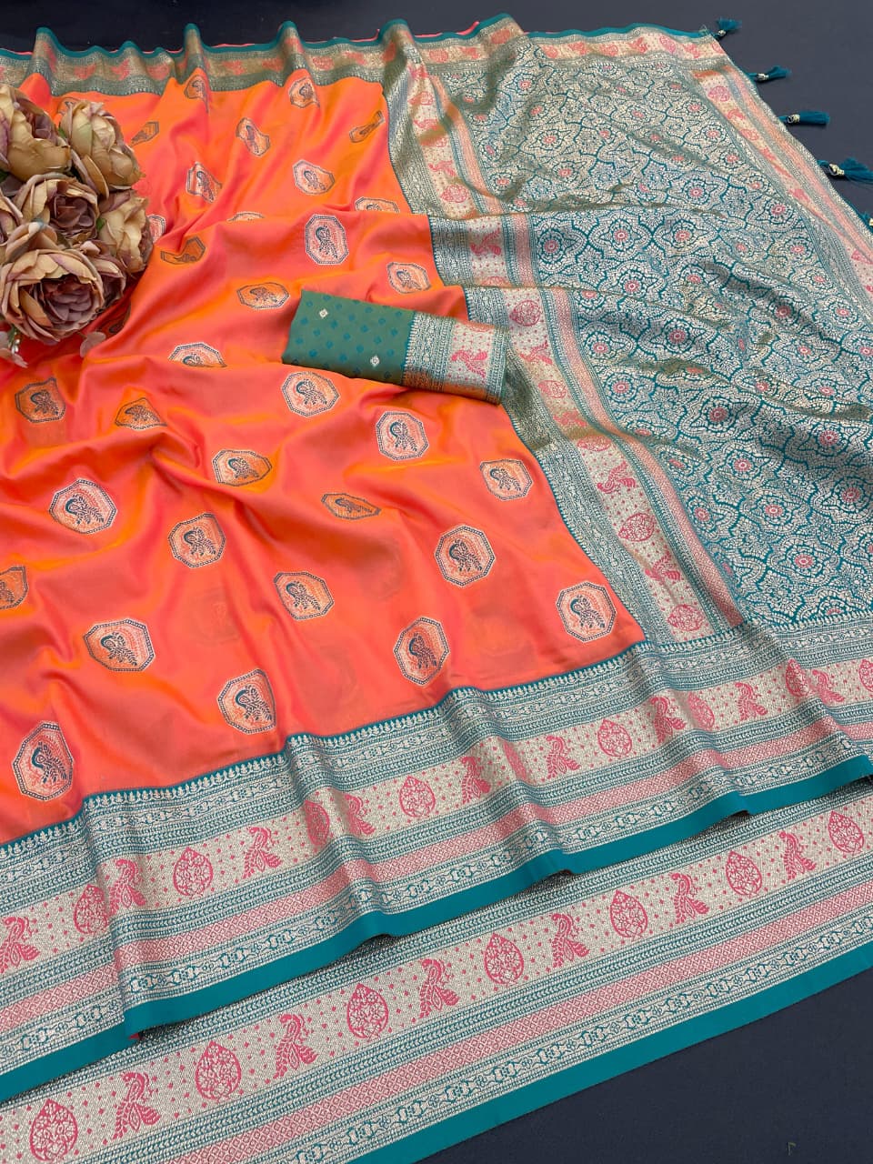 Satin Silk Saree with Rich Zari Weaving Party Wear Elegance